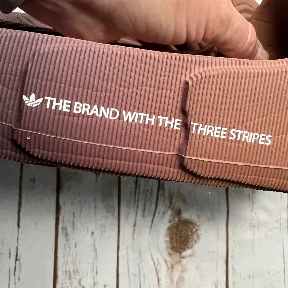 adidas Adilette 22 Slides Brown Topographic Textured‎ Sandals Men 9UK/10US